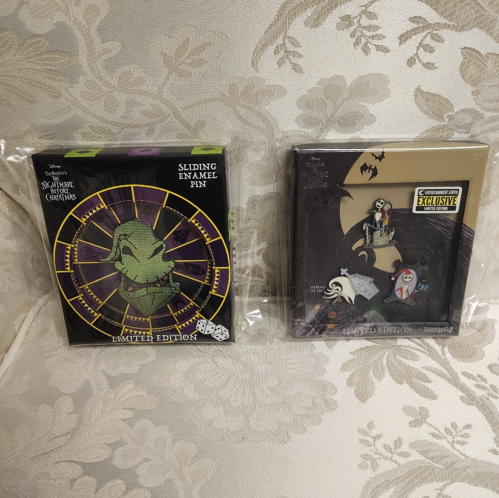 Nightmare Before Christmas 3-Piece Pin Set + Sliding Oogie Boogie - Loungefly